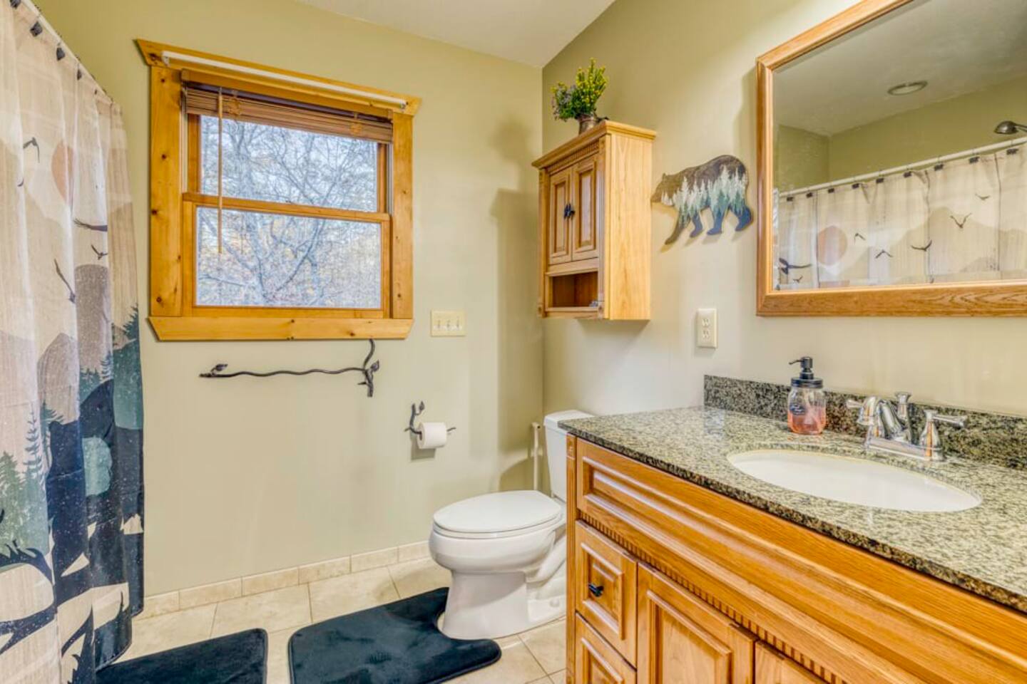 The upstairs boasts a fully-equipped bathroom, perfect for your comfort and convenience.