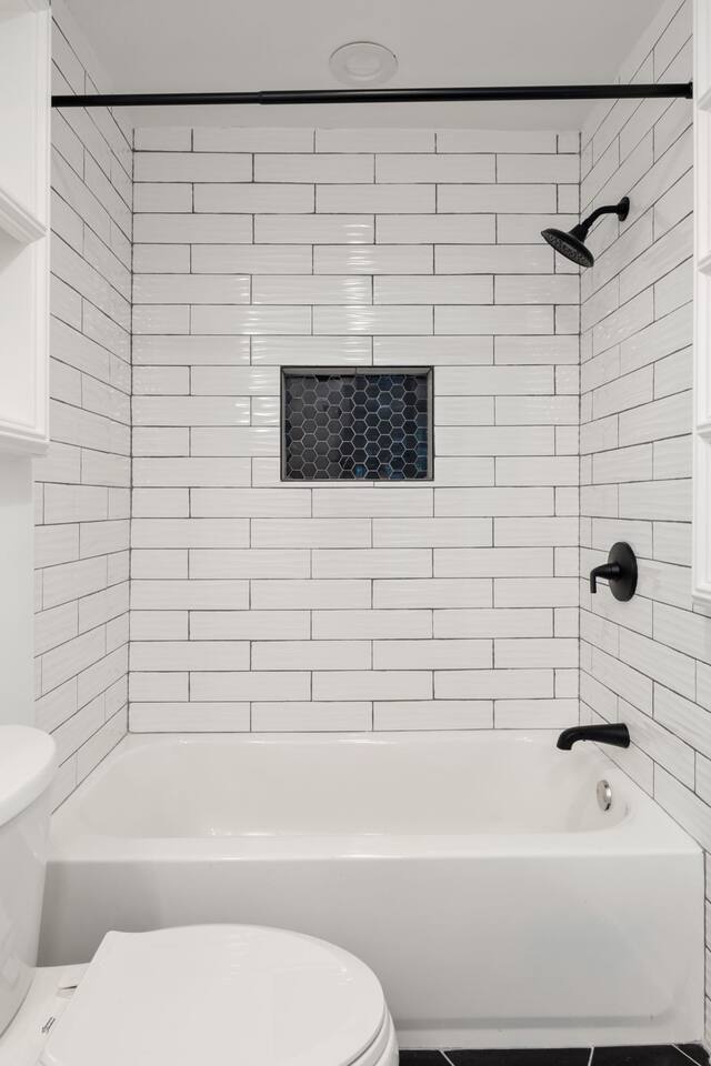 Hallway bath includes a tub.