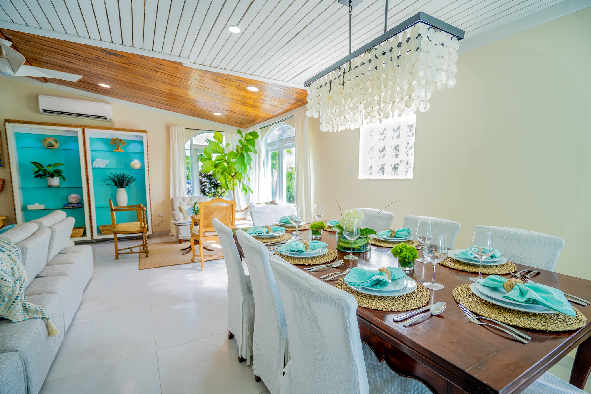 This is the view from the Island looking across the dining room table to the adult seating section in Dorado, Puerto Rico.