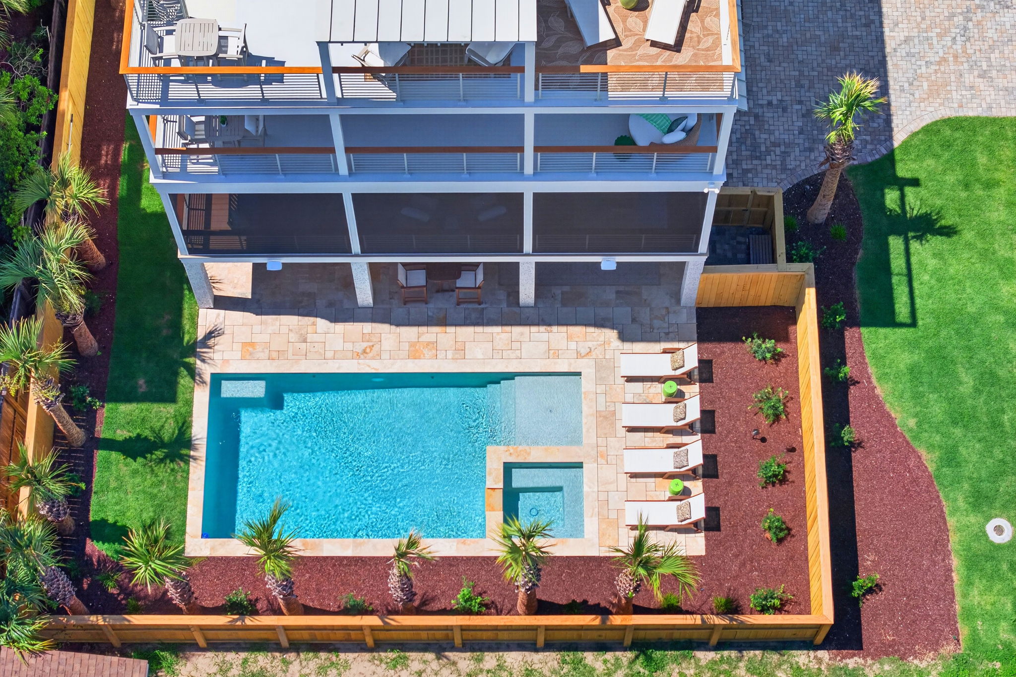 Aerial of pool | Tahanan Palms | 3 38th Ave | IOP Escapes
