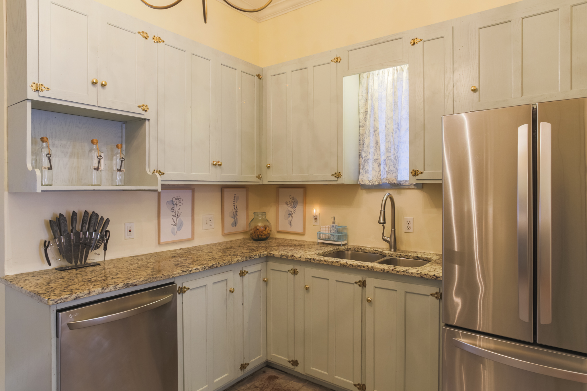 Bright and functional, this kitchen is stocked with everything you need for a comfortable stay.