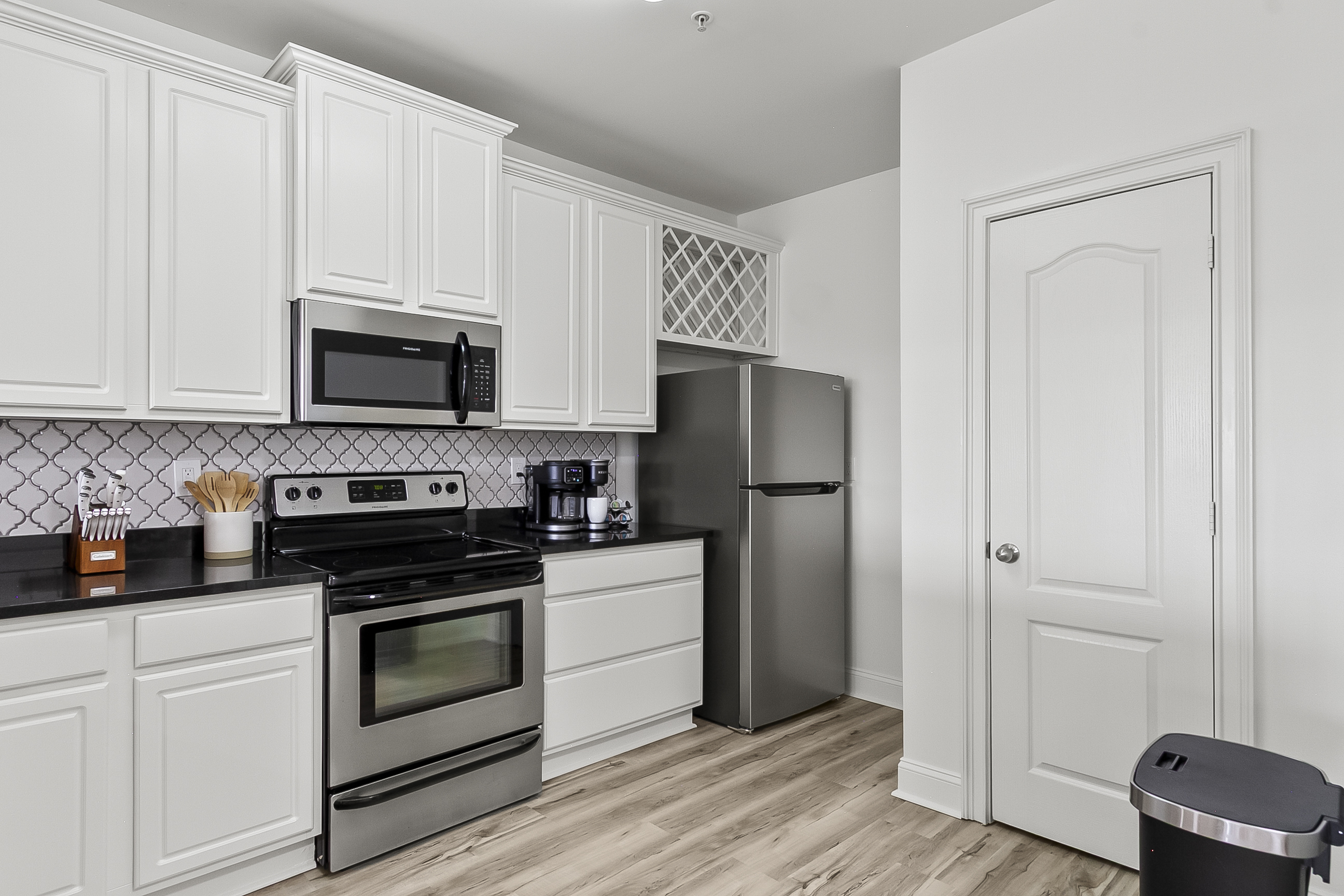 Kitchen with stainless steel appliances