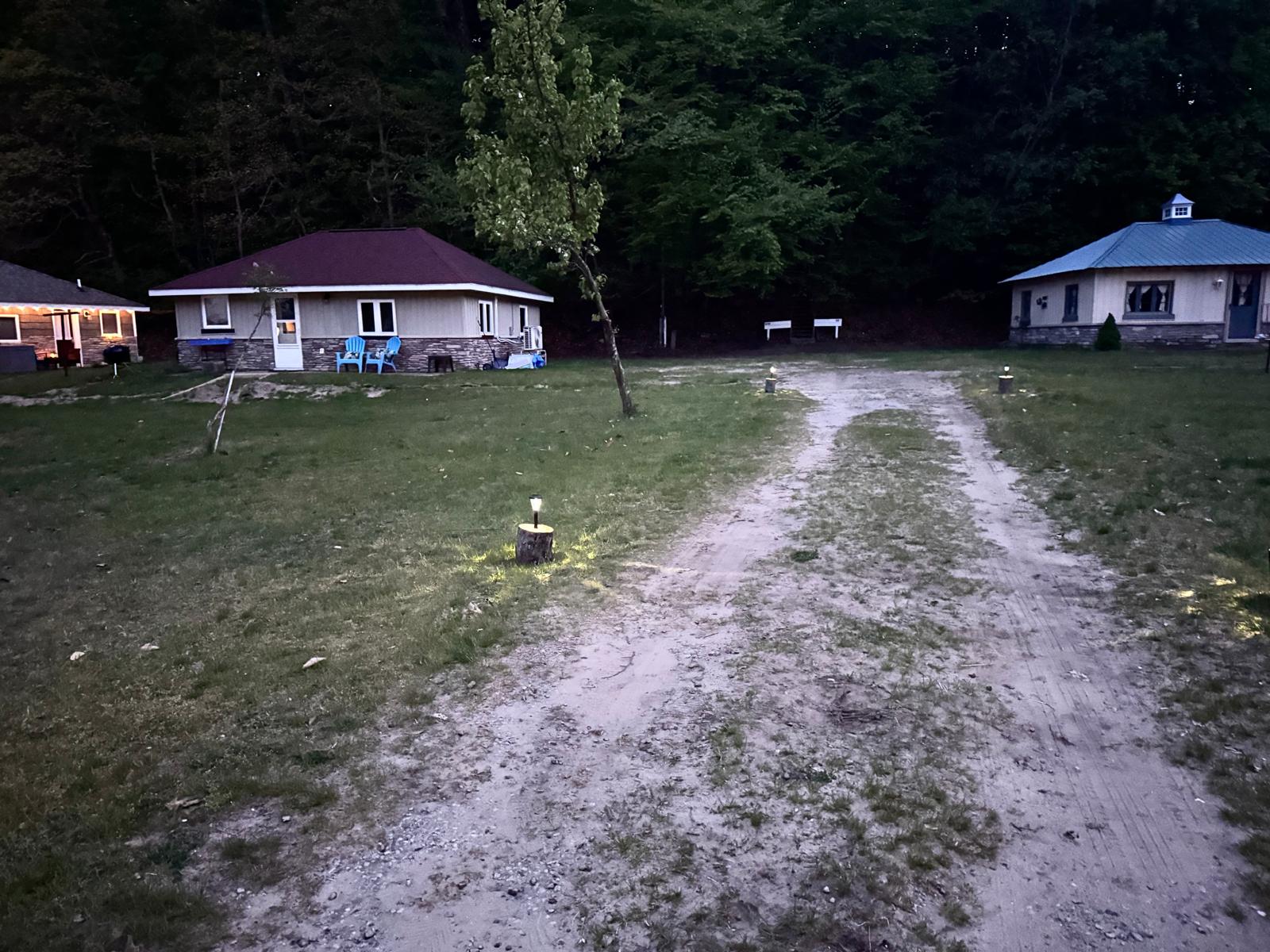 A peaceful, lighted driveway leads you straight to The Duet Cottage for an easy and welcoming arrival.