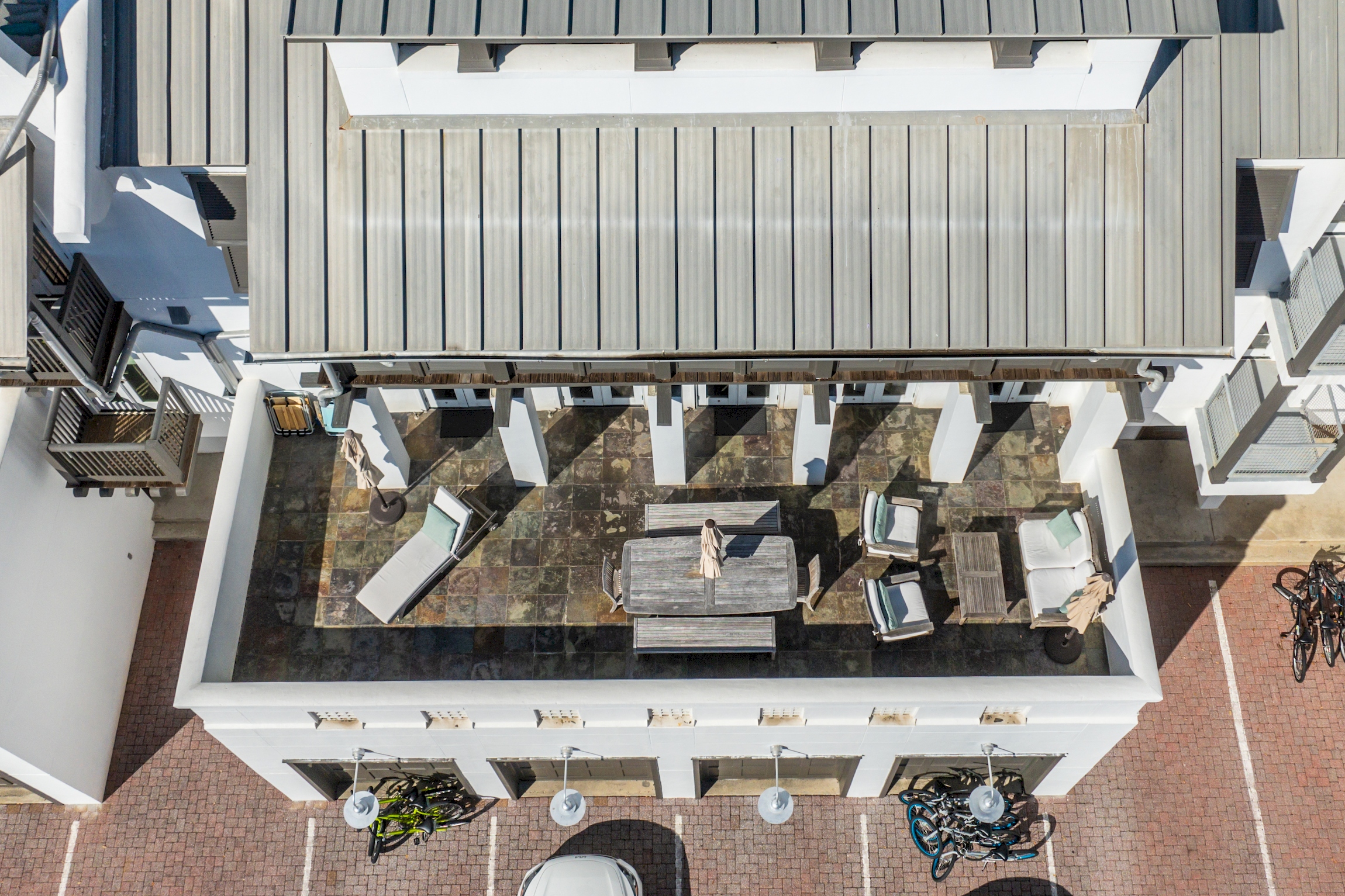 Aerial view of Savannah 2C's massive, private patio.