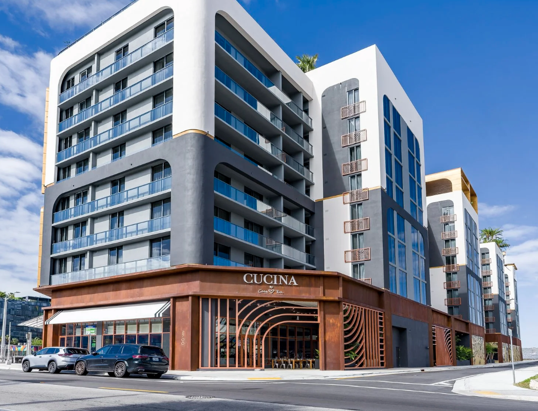 The residence at twilight - a landmark address where Wynwood's gallery district meets elevated living.