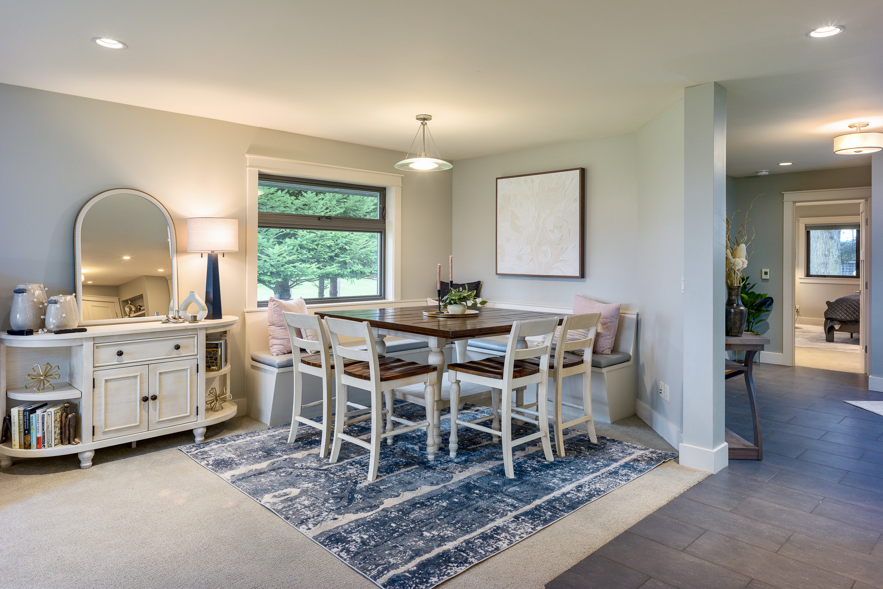 There is plenty of seating around the large dining room table. Indulge in meals, games, cocktails and most important great memories.