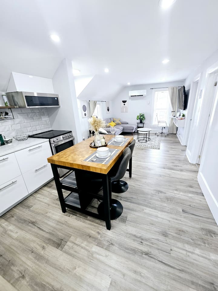 Overview of open plan living and dining areas