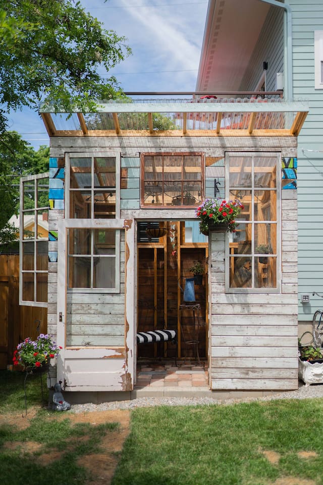 Charming repurposed wooden greenhouse, a labor of love. A whimsical spot for photos or quiet reflection. Enjoy fresh herbs with your meals. (closed during winter season)