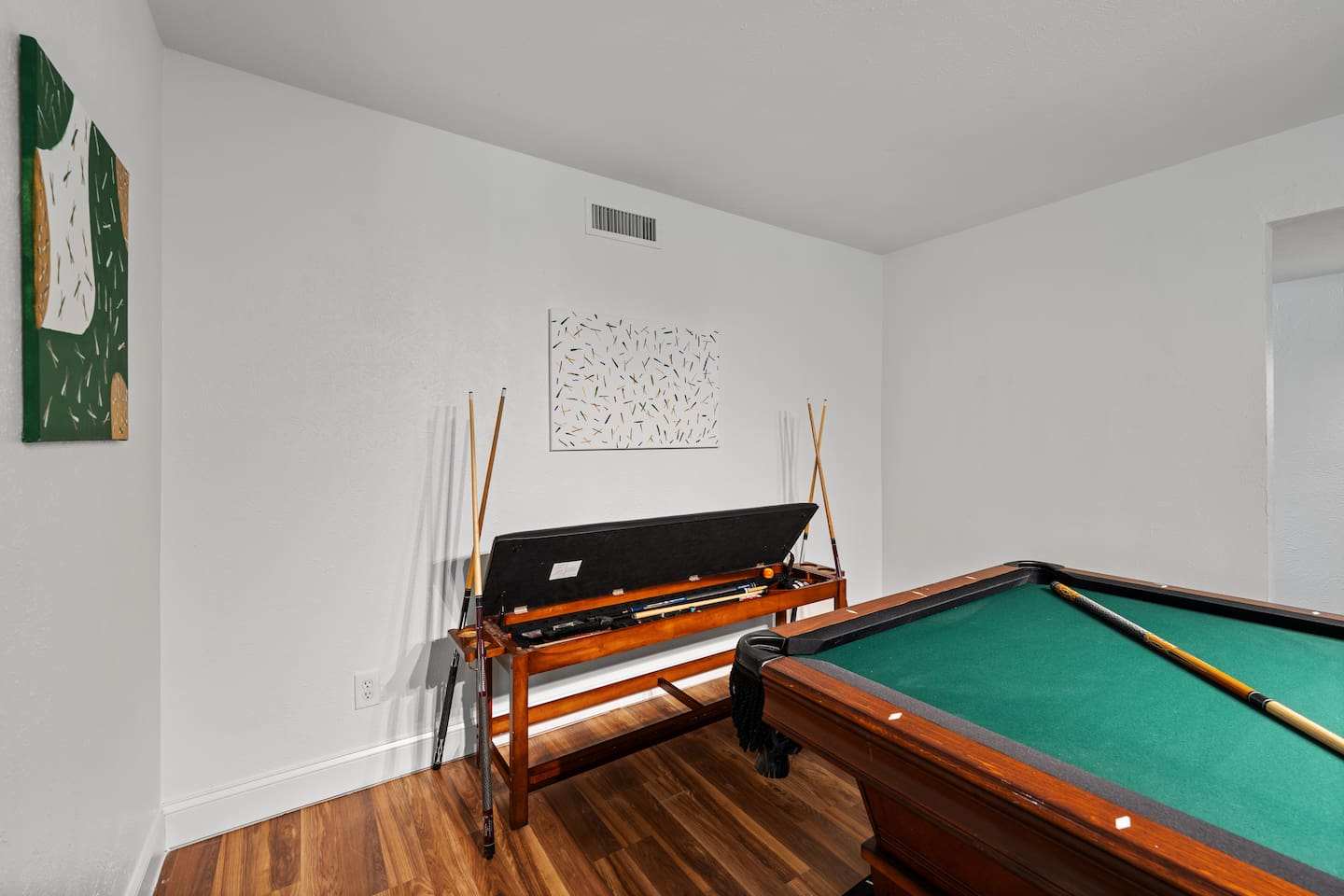 Massive game room with plenty of space for pool, seating, and game night memories.