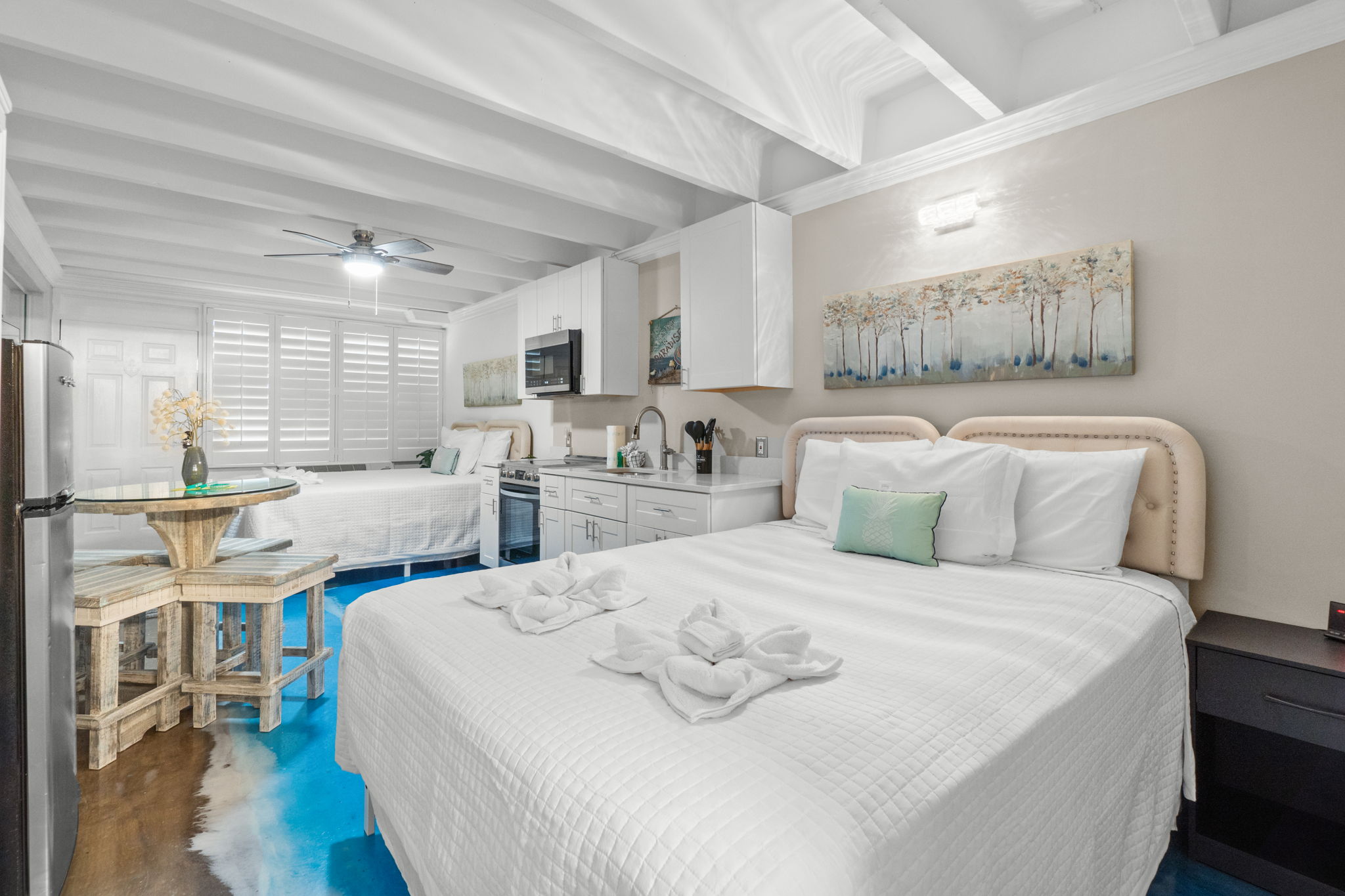 Living Room with Queen Bed and Queen Sleeper Sofa