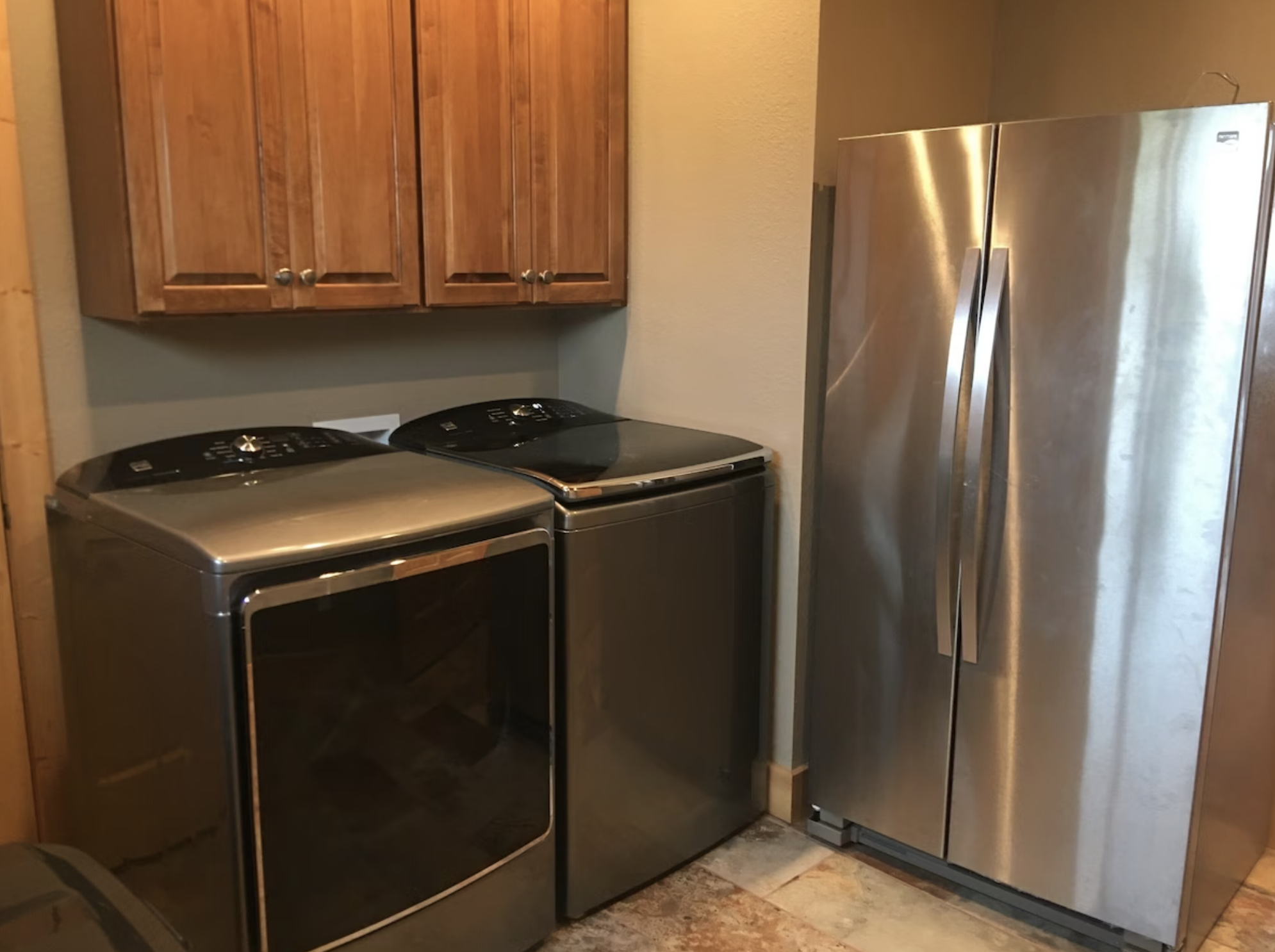 We have a jumbo-sized washer and dryer in the home, just in case you get a stain on your favorite pair of jeans!