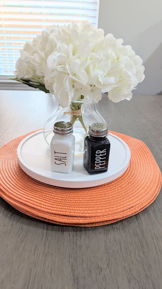 Placemats and easy access salt & pepper. 