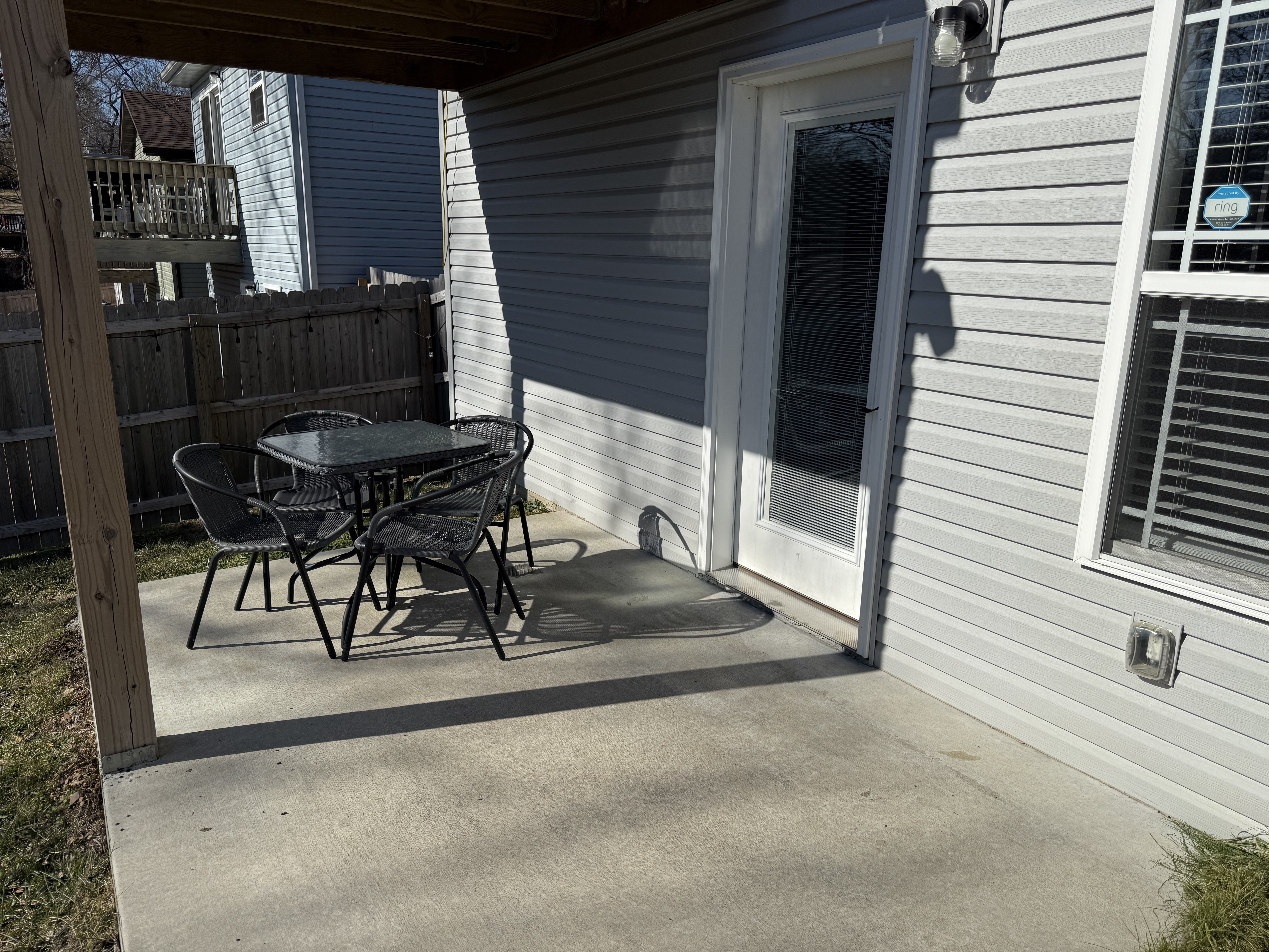 Master Bedroom patio with seating to enjoy your morning coffee