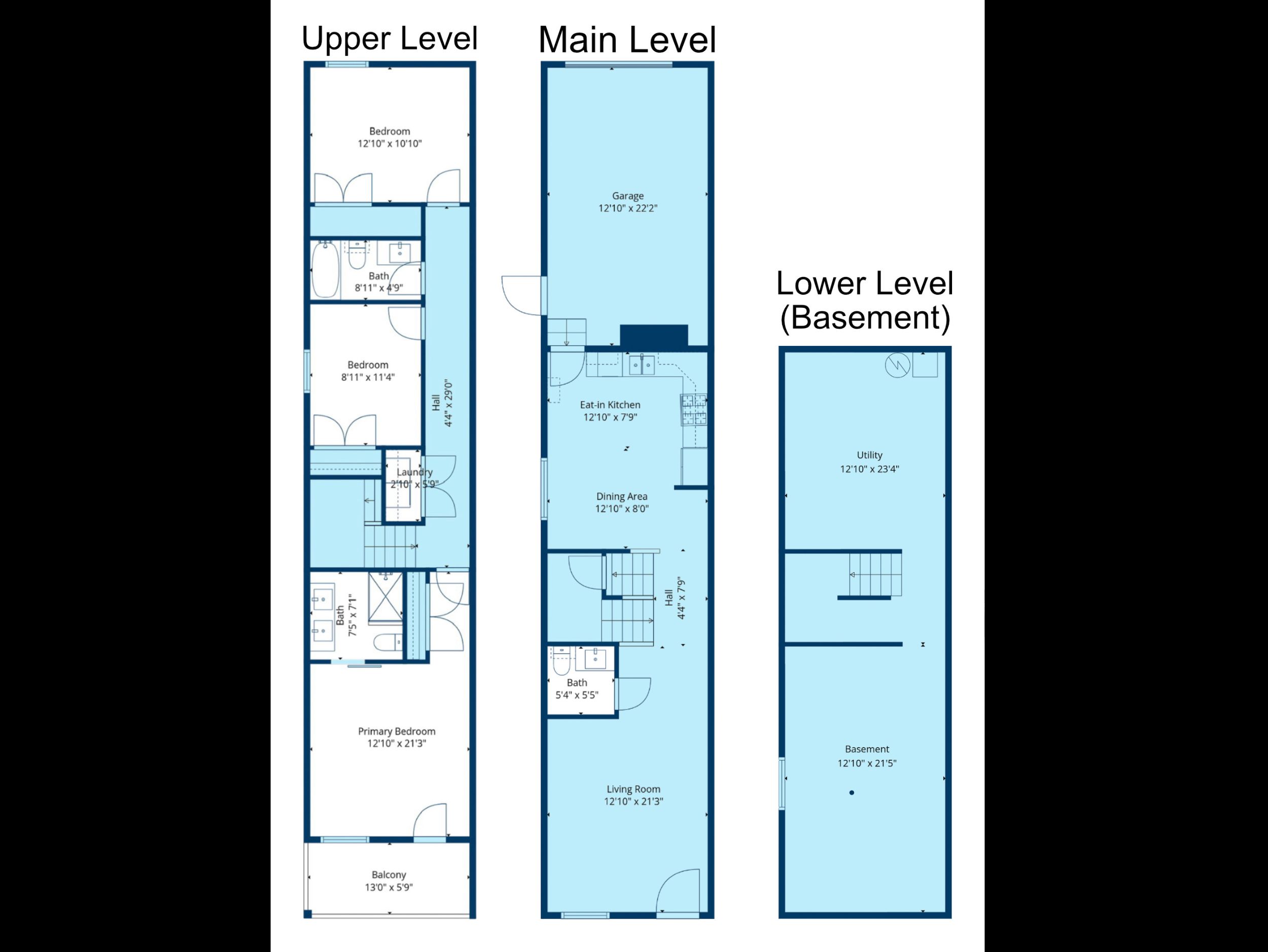 Comprehensive floor plan showcasing all levels of the home for easy navigation and a clear understanding of the spacious layout.