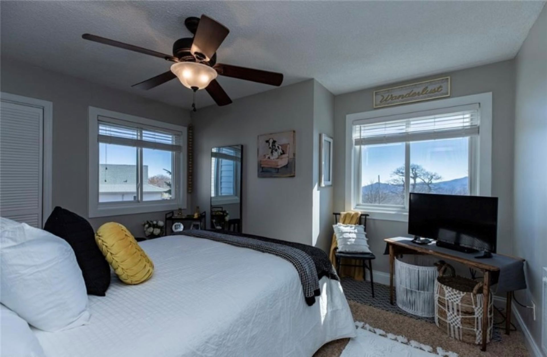 Bedroom with a mountain view