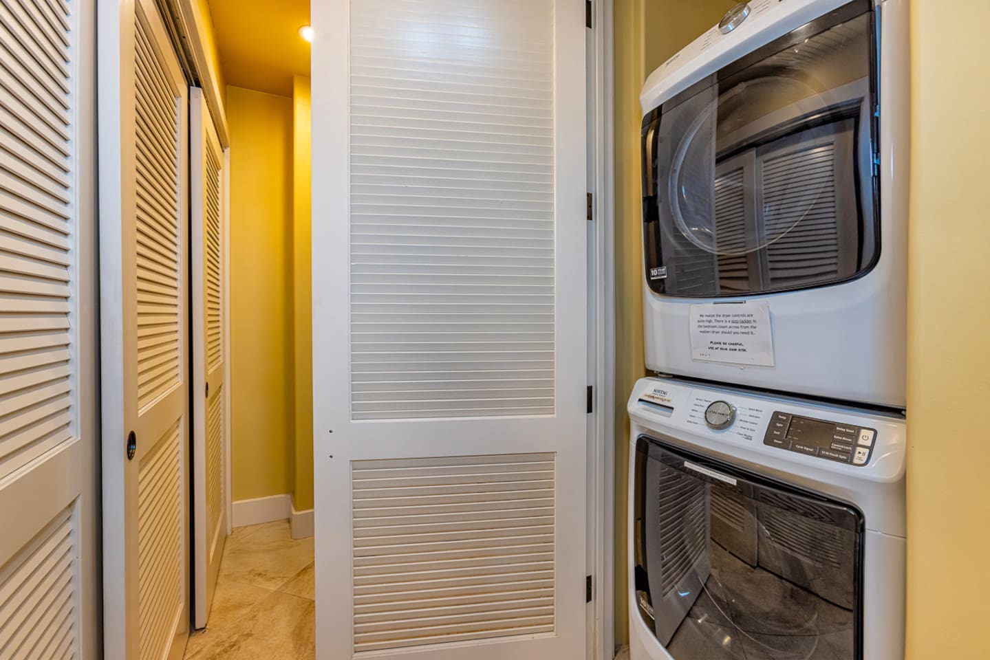 The master bath has a full-size washer/dyer and ample closet space. We supply laundry soap and fabric softener.
