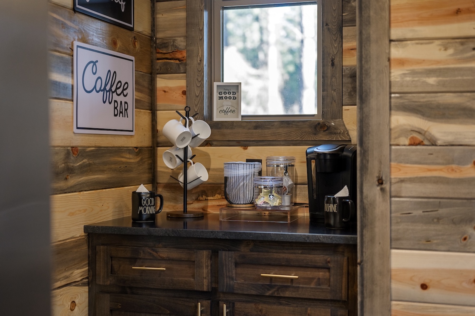 Morning light, fresh coffee, and a view of the trees — perfection