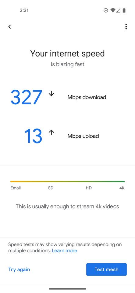 Mesh network supplies fast Internet throughout house.