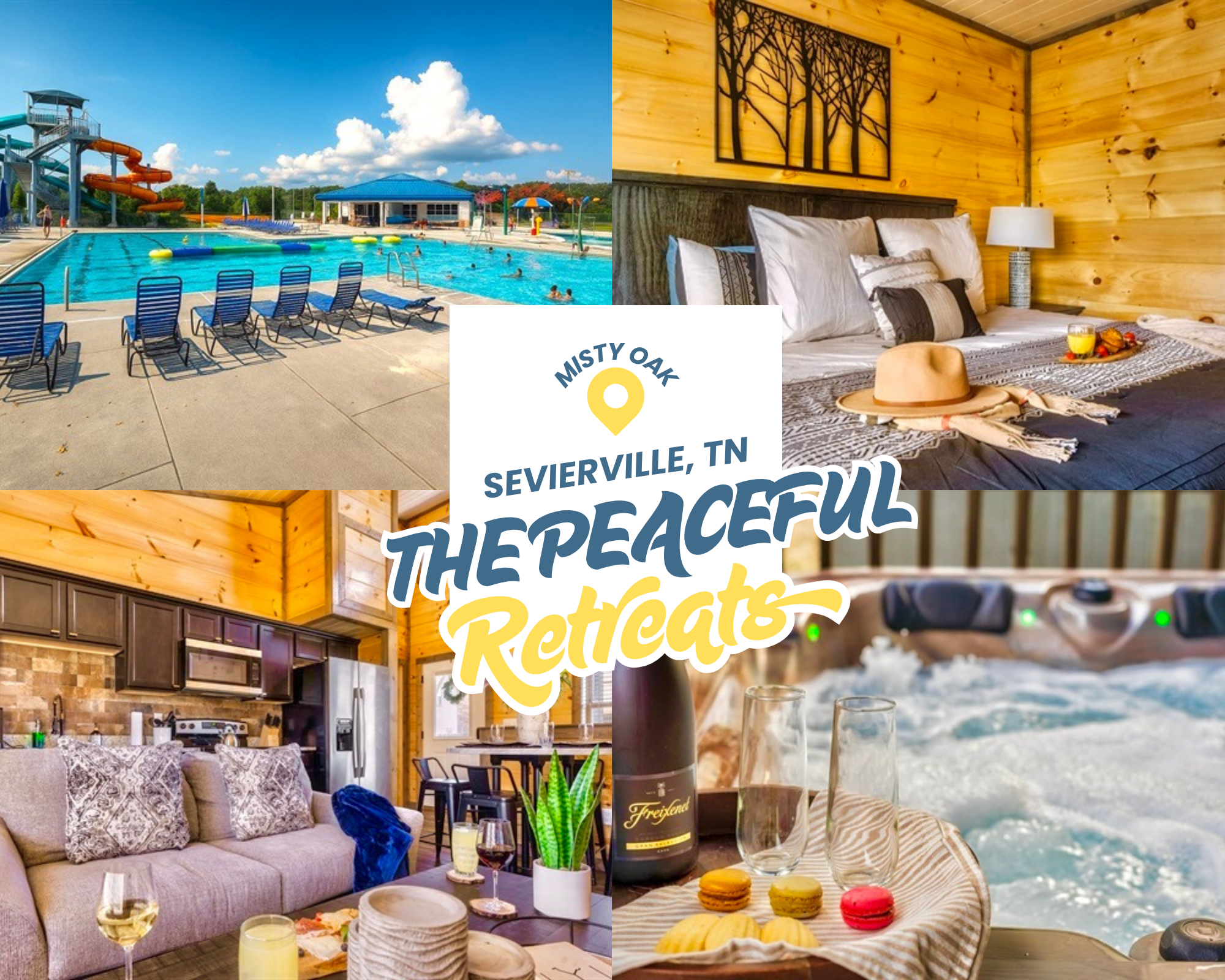 Wake up to birdsong and a fresh mountain breeze, then spend your day between sparkling resort pool which is 5 miles away, cozy cabin comforts, warm wood interiors, and evenings soaking in a private hot tub under the stars.