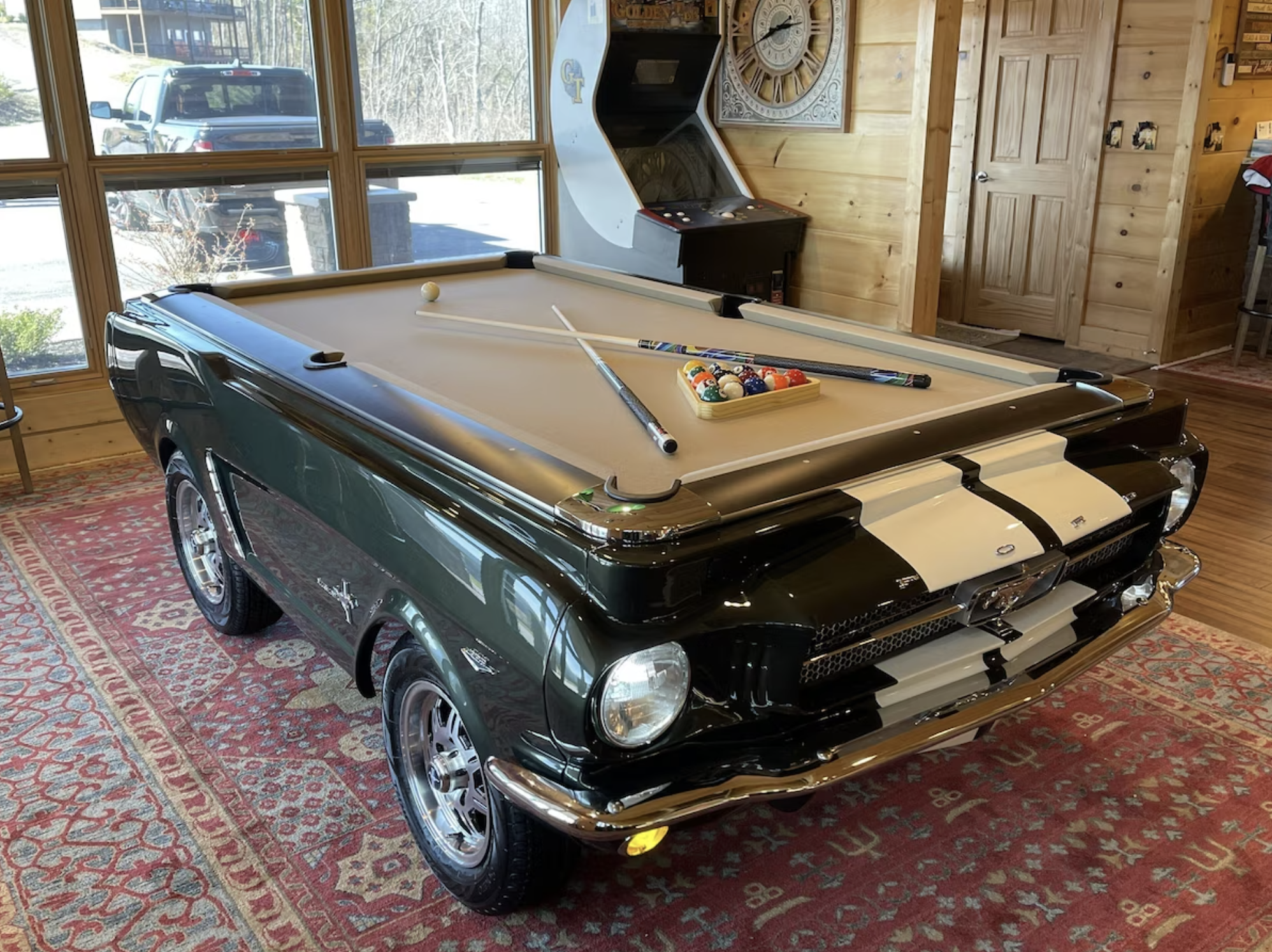 This custom pool table was built from the body of a real Ford Mustang.
