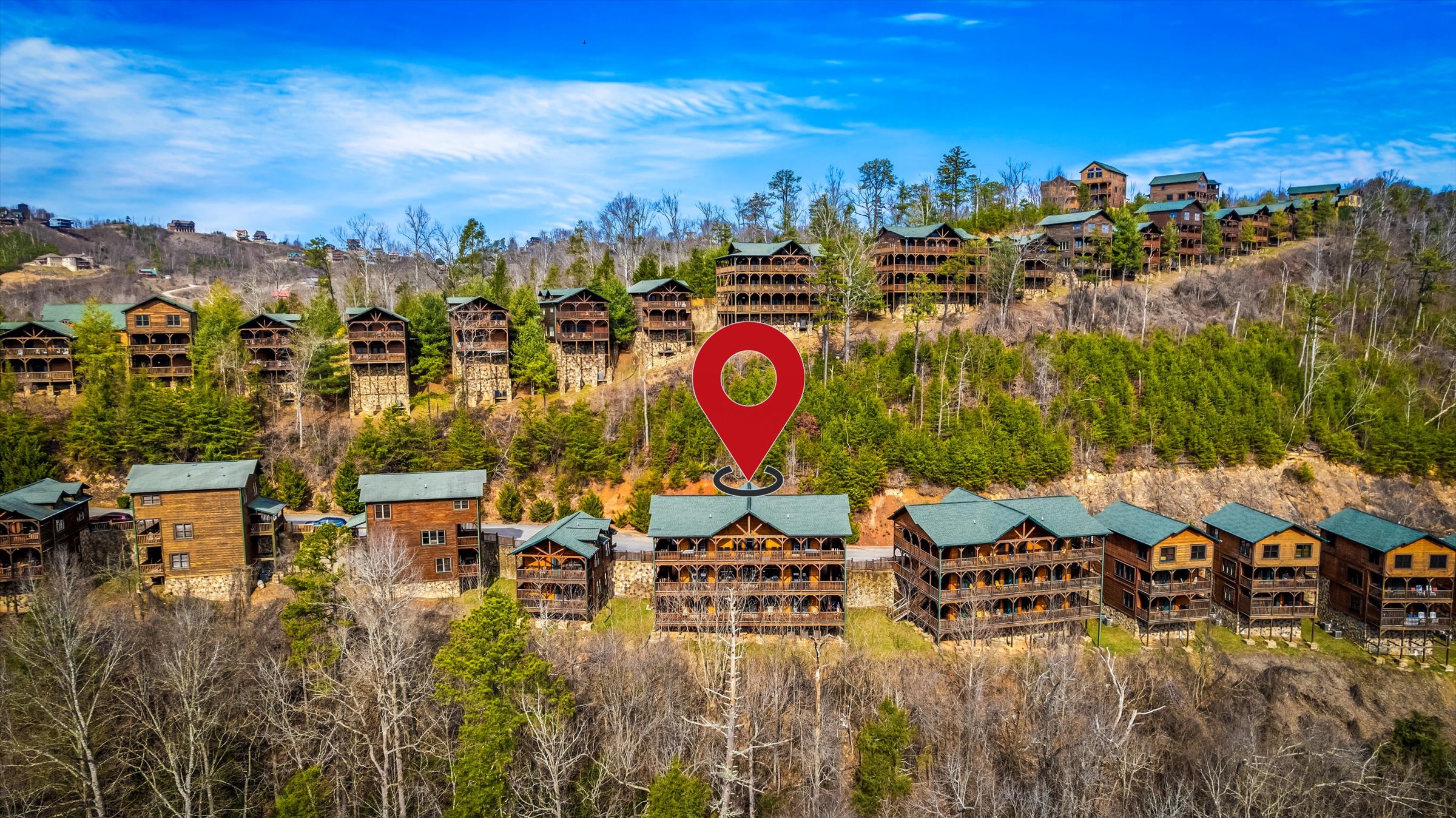 Drone shot of Gatlinburg Mansion