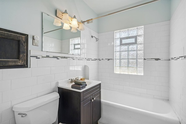 Classic and modern fusion bathroom.