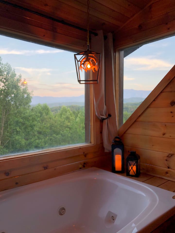 Beautiful views from the master bedroom 2 person jacuzzi tub. 