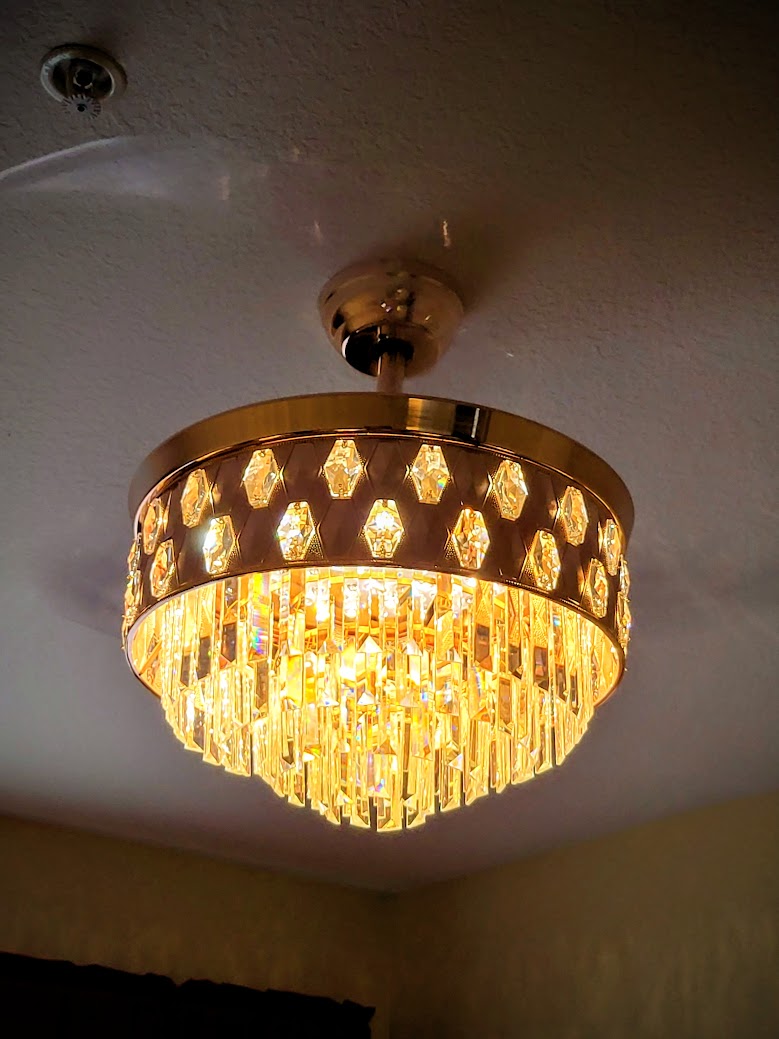 Cool and beautiful.  The Queen's fandelier is elegance in motion