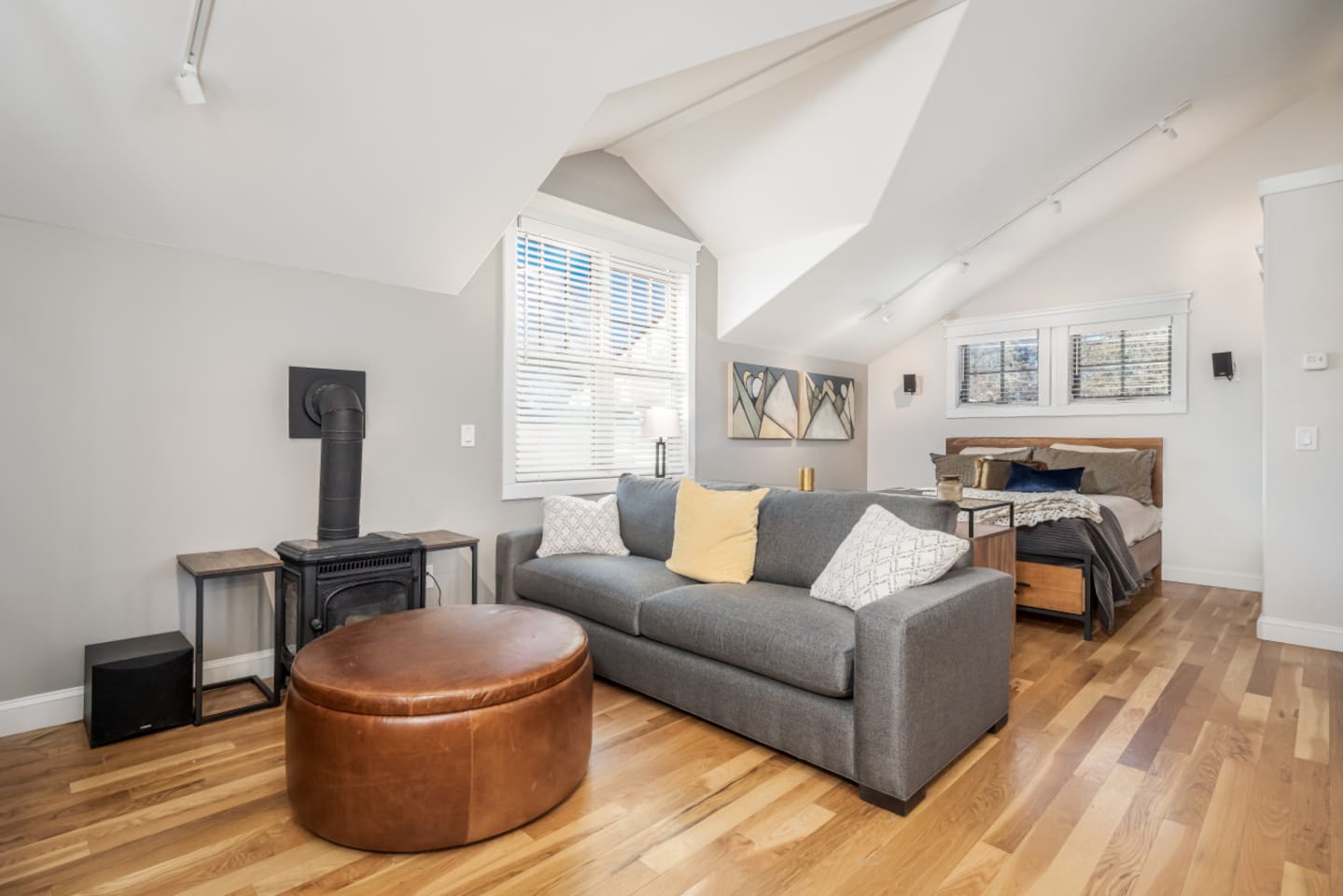 Carriage House Living Area | Wood Fire Place