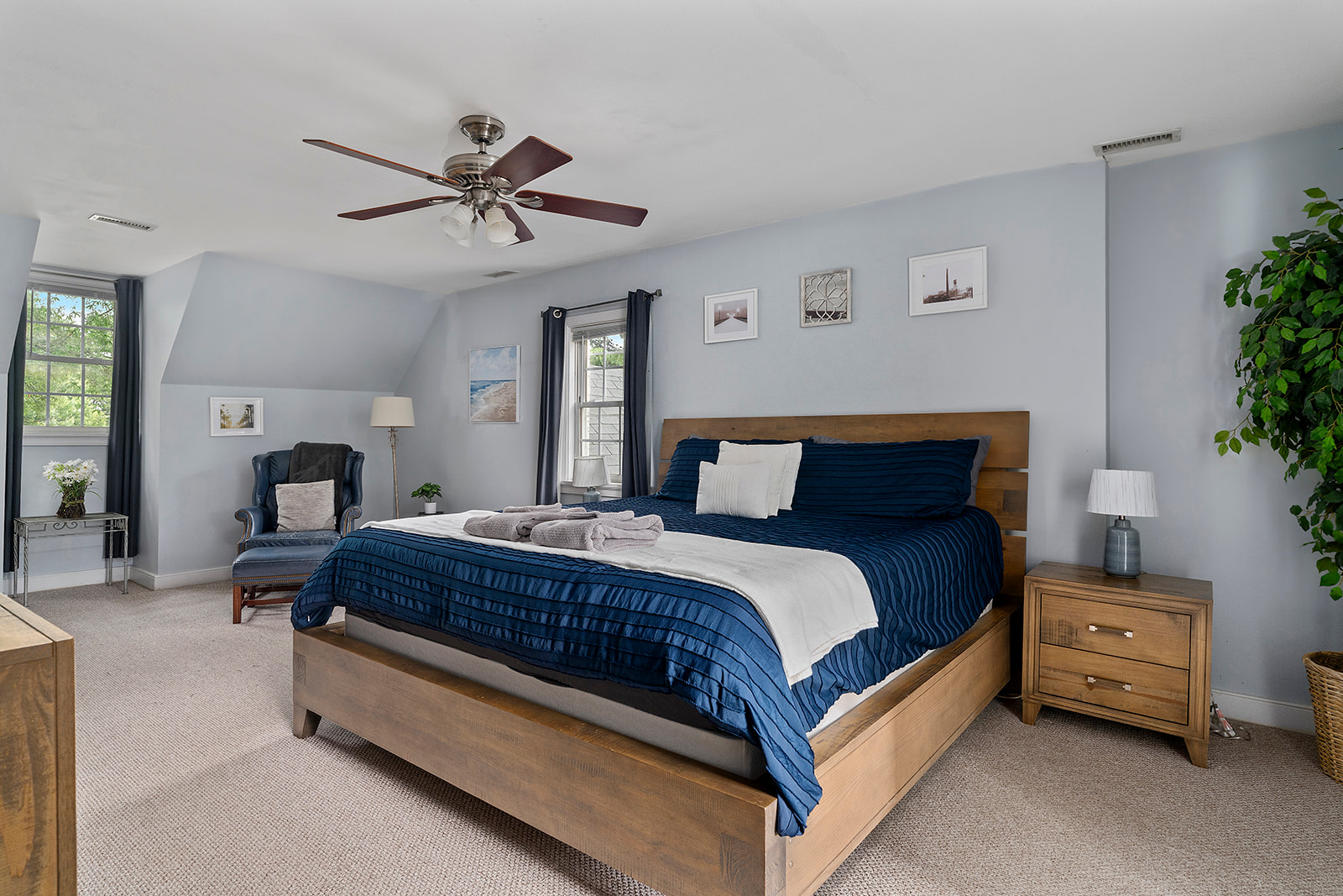 Master Bedroom 1: Enjoy sunny views and stylish décor in this inviting retreat! Perfect for relaxation. All linens are provided.