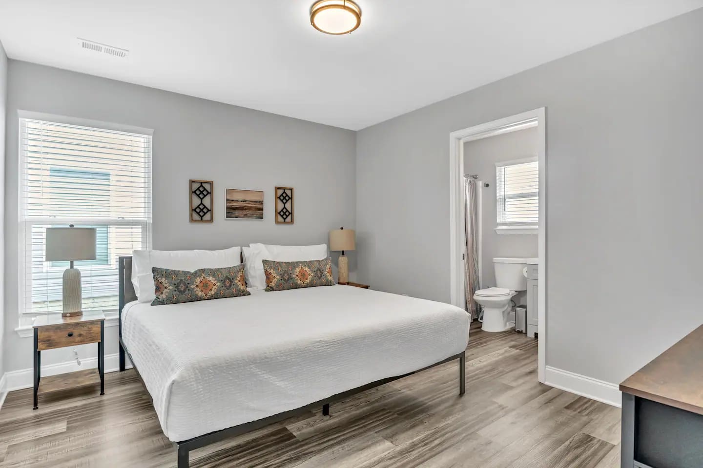 Comfortable King bed with a private ensuite bathroom.
