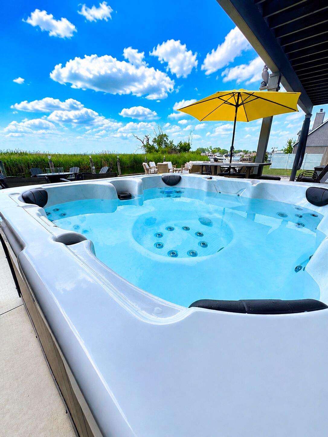 Soak, relax, and recharge in the private hot tub—perfect after kayaking, boating, or exploring Lake St. Clair.