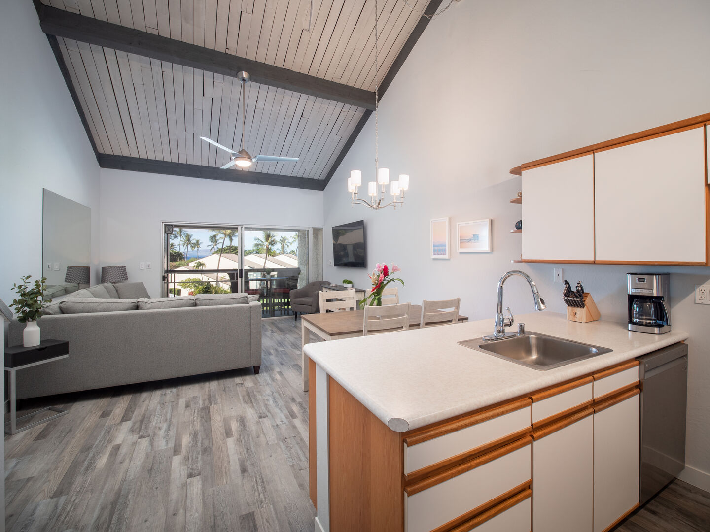 Kitchen with High Vaulted Ceilings.