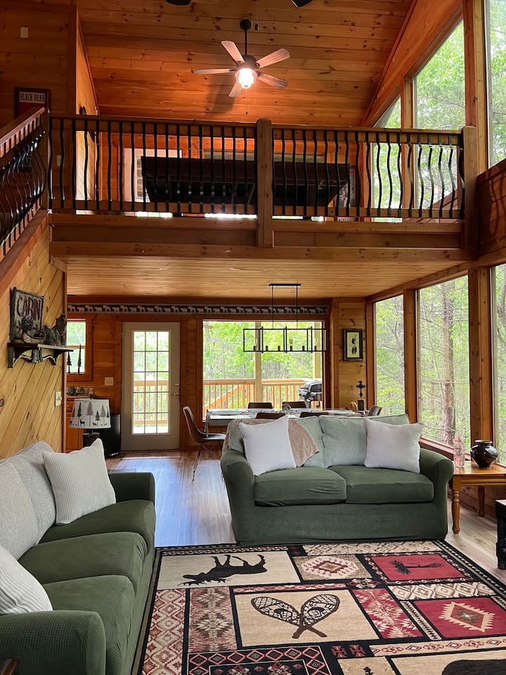 "Spacious yet snug — enjoy open living with rustic charm to gather around.”
