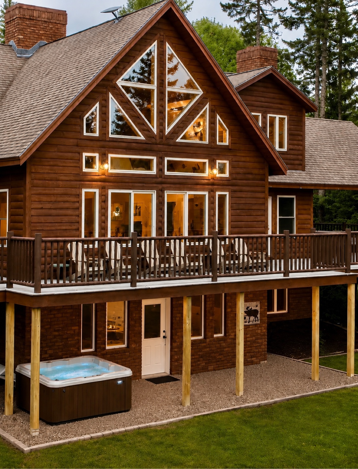 Hot tub under the deck at Lily Bay Chalet
