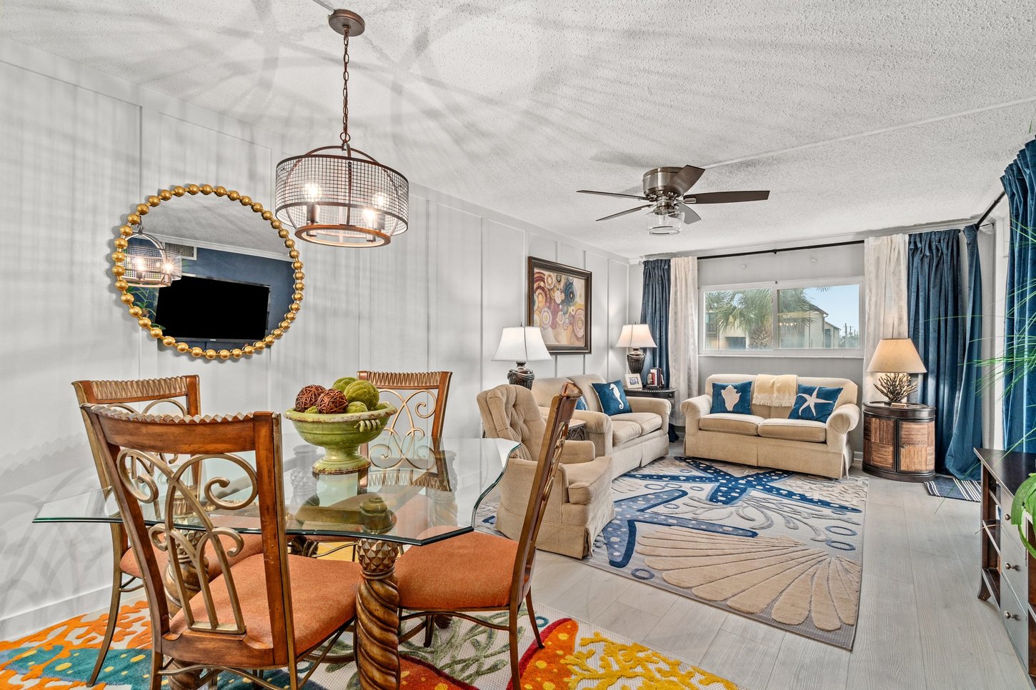 living room and dining room