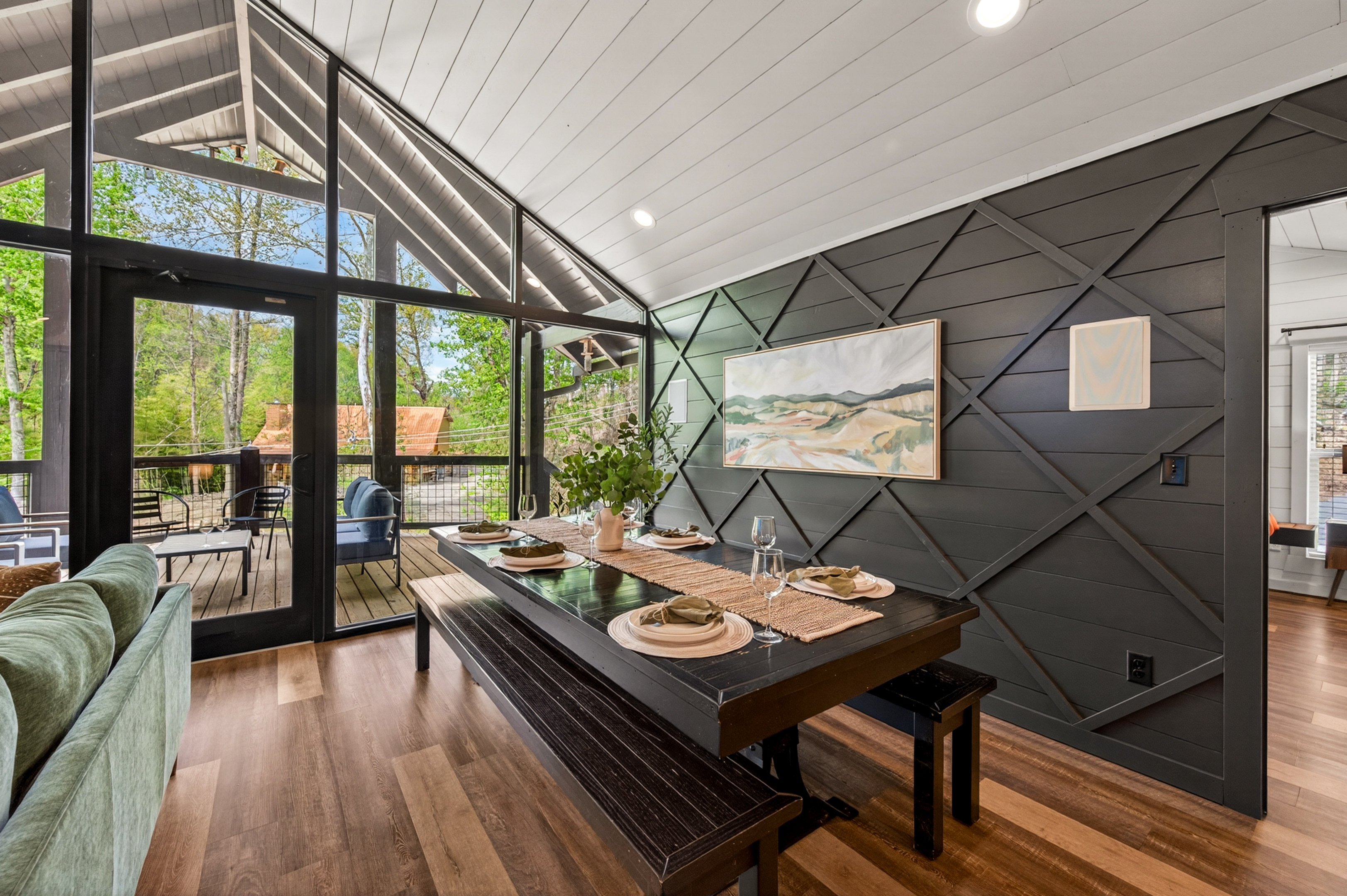 Dining room right off the kitchen, with lots of natural light.