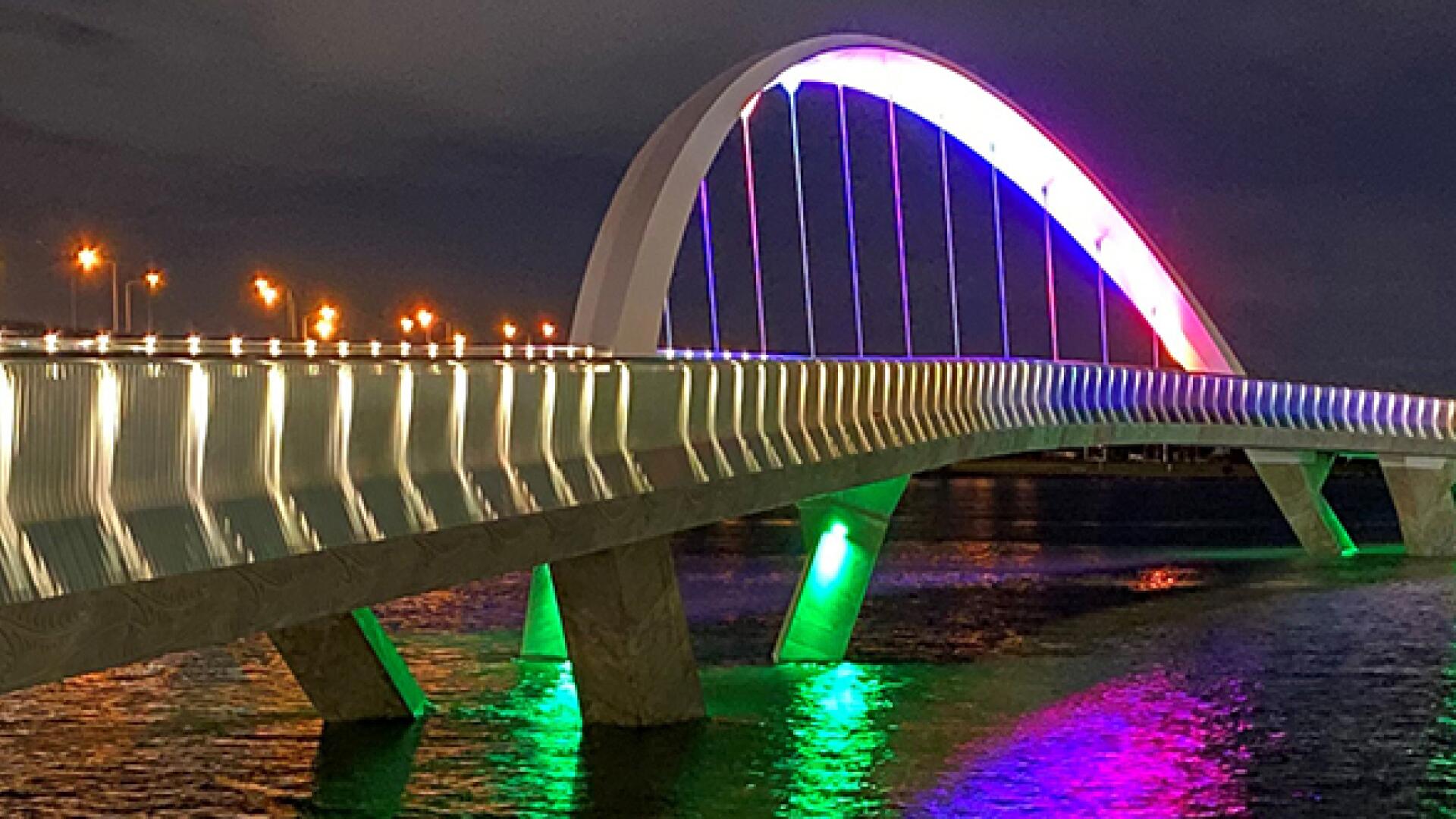Mangere Bridge Cycleway at night