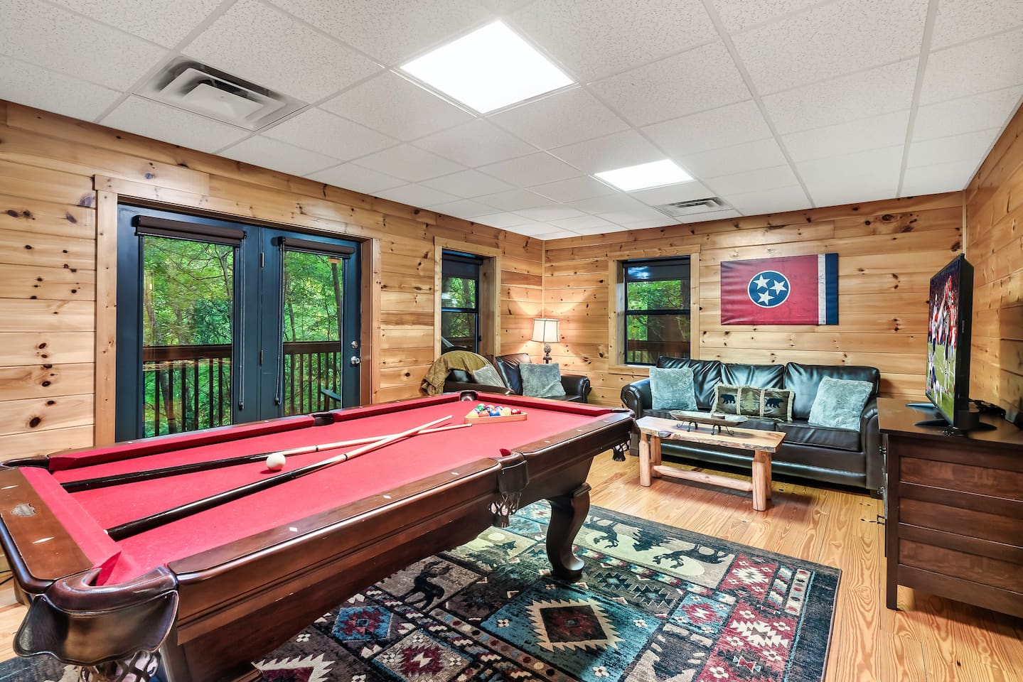 Lower Level Game Room with 2 couches (one sofa sleeper)