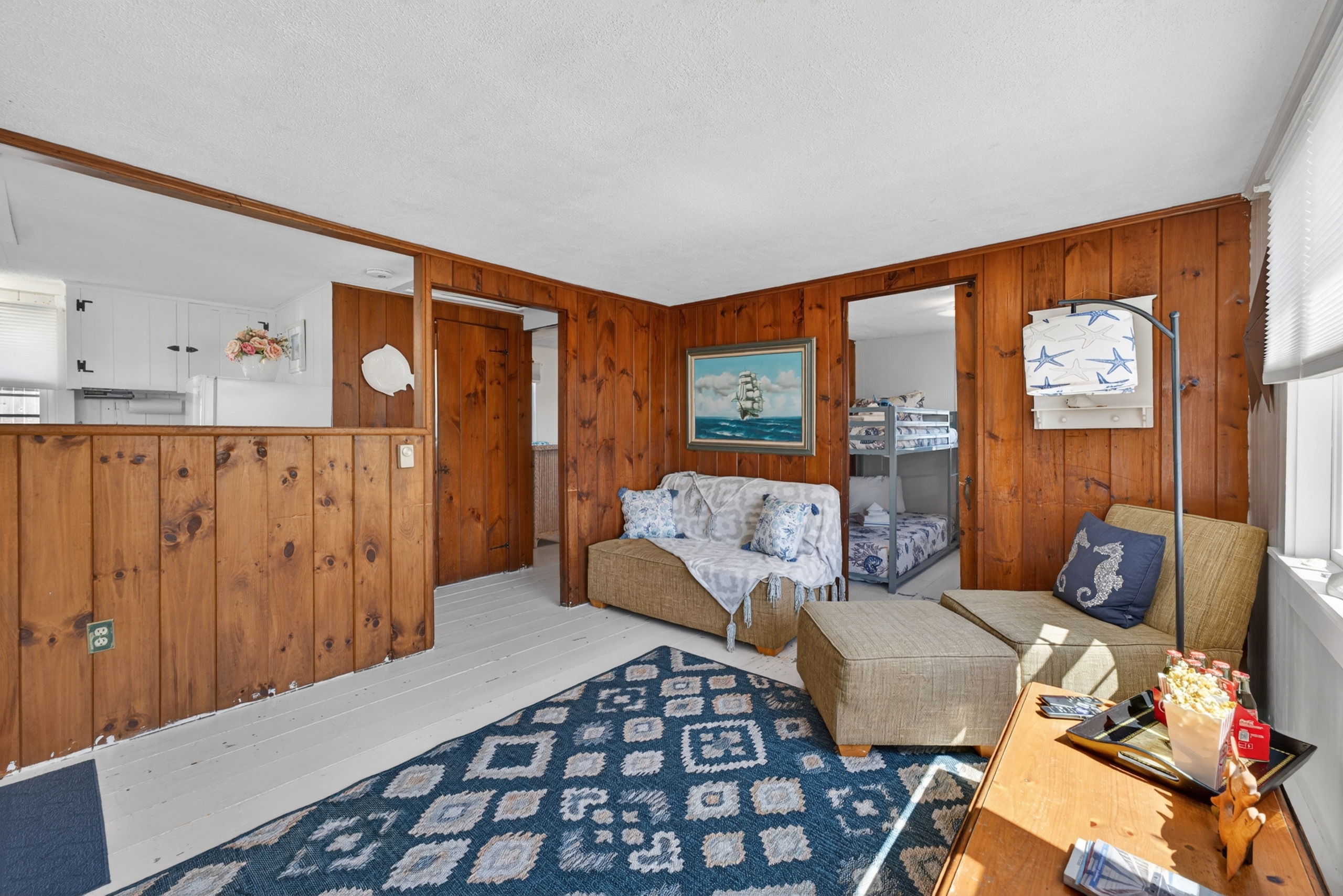 A cozy layout where living space and bedrooms sit close together for easy comfort.