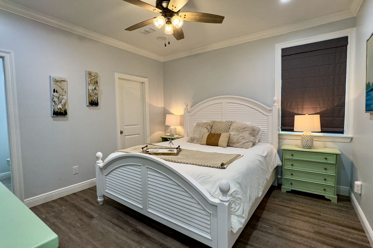 Relax and recharge in a bright, beachy retreat—complete with ensuite bathroom convenience.