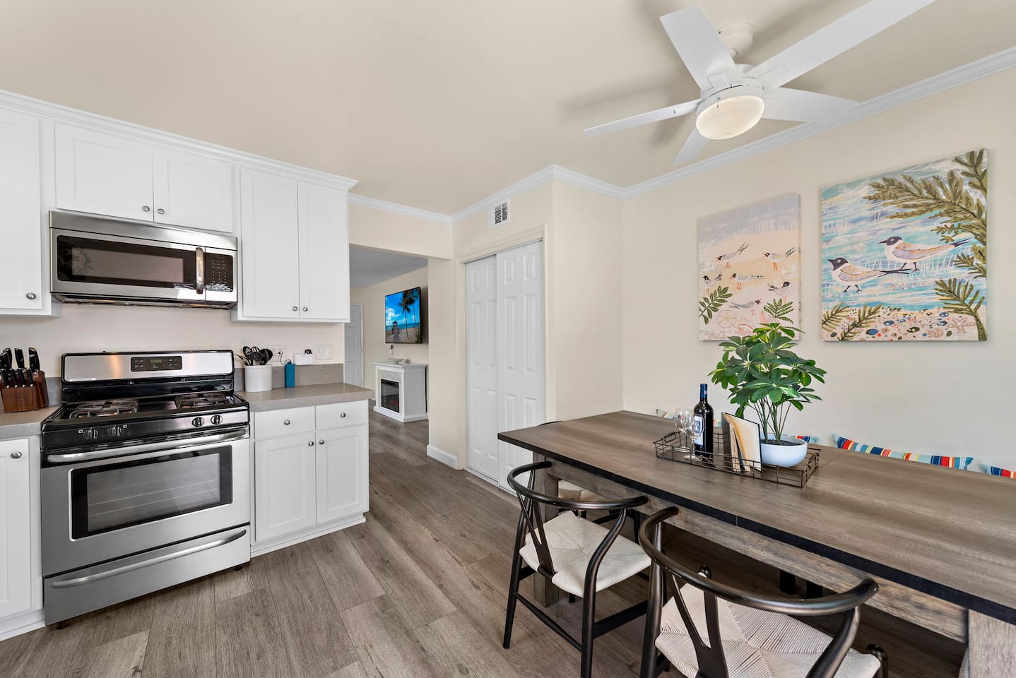 Brand new kitchen is right off of the living room.