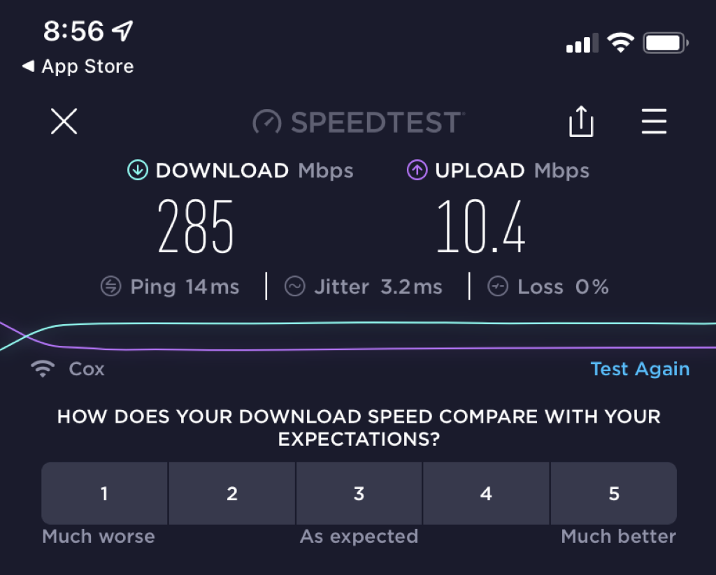 Fantastic internet speed!