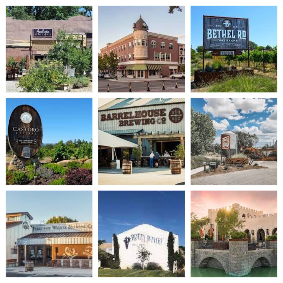 In as little as 5 to 10 mins by car you'll find some of the areas best wineries, breweries, and distilleries, as well as downtown Paso Robles where you'll find many more restaurants, shops, wine tasting and night life options.