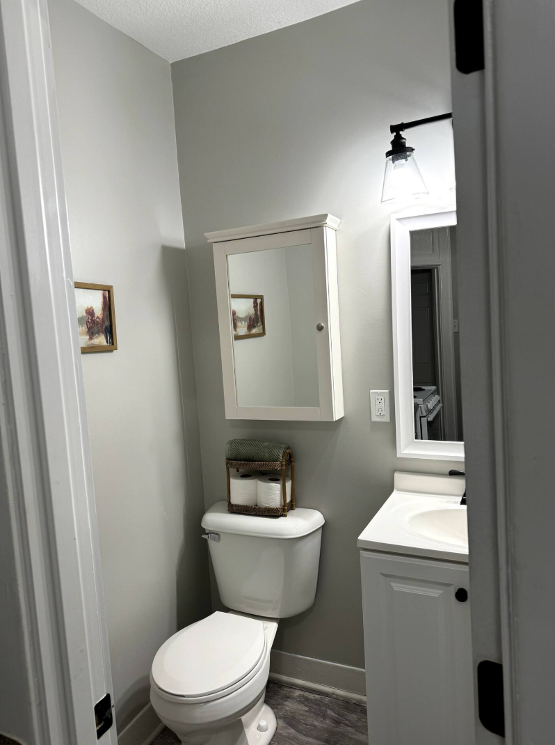 Freshen up in a bright, tidy bath stocked with everything you need for your stay.