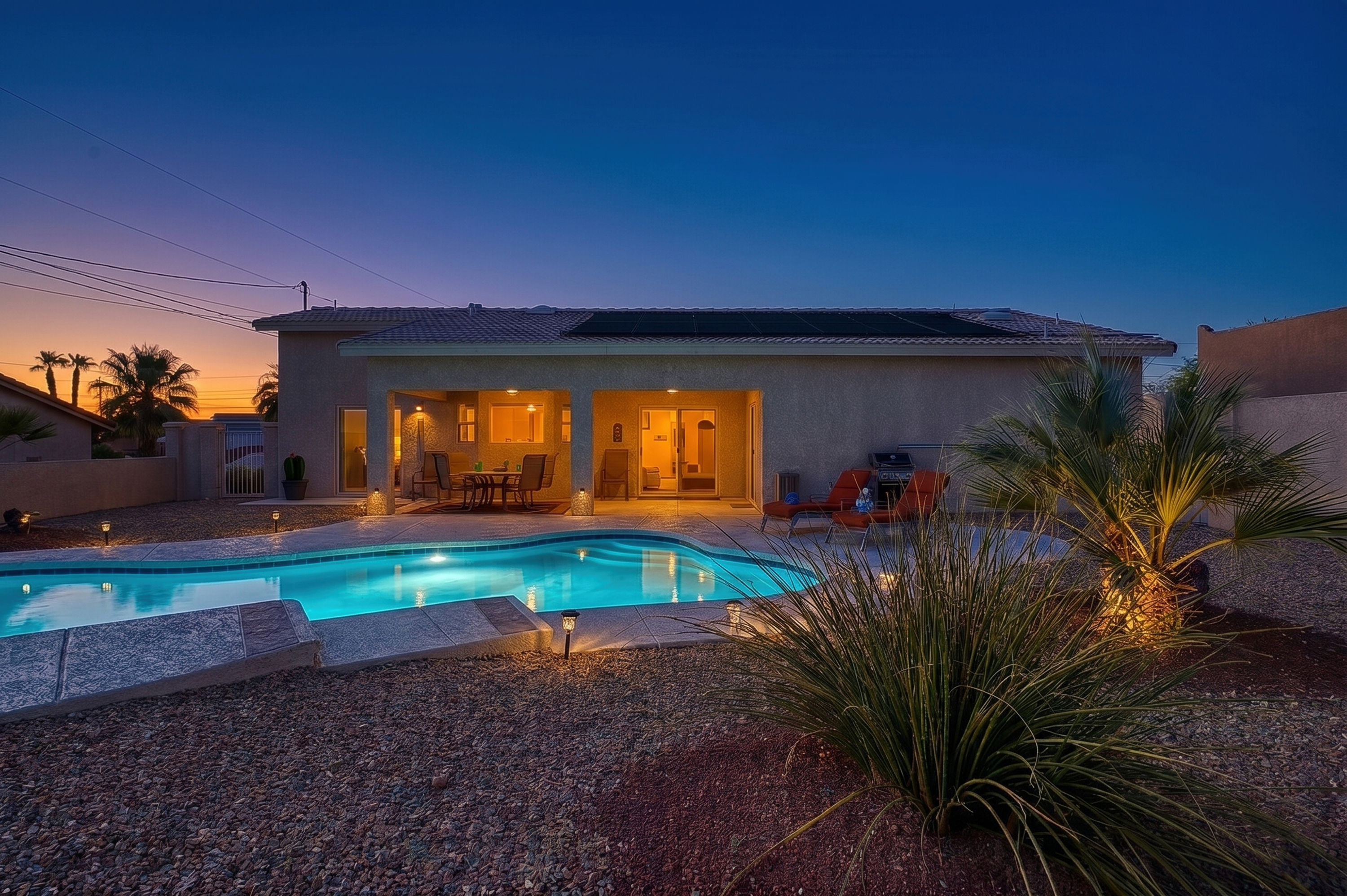 Back Patio Pool - evening
