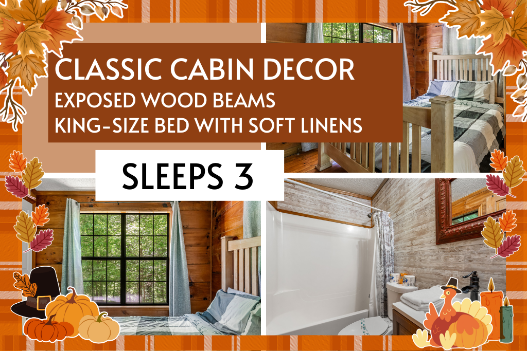 Sleep under exposed wood beams – classic cabin vibes, all comfort