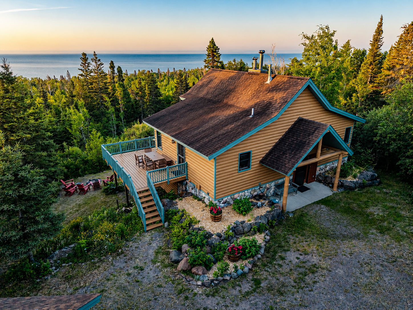 Treetops in Tofte tucked among the trees, surrounded by peaceful North Shore forest. The cabin gives guests the feeling of being completely immersed in nature while still being close to Lake Superior, Lutsen, hiking & all the North Shore has to offer. 