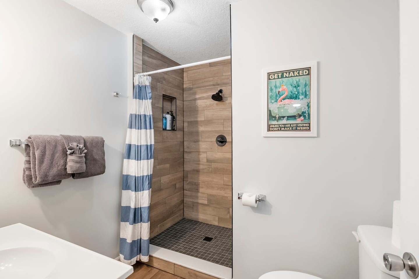 Flamingo Themed 2-Queen Bedroom Suite private bathroom.