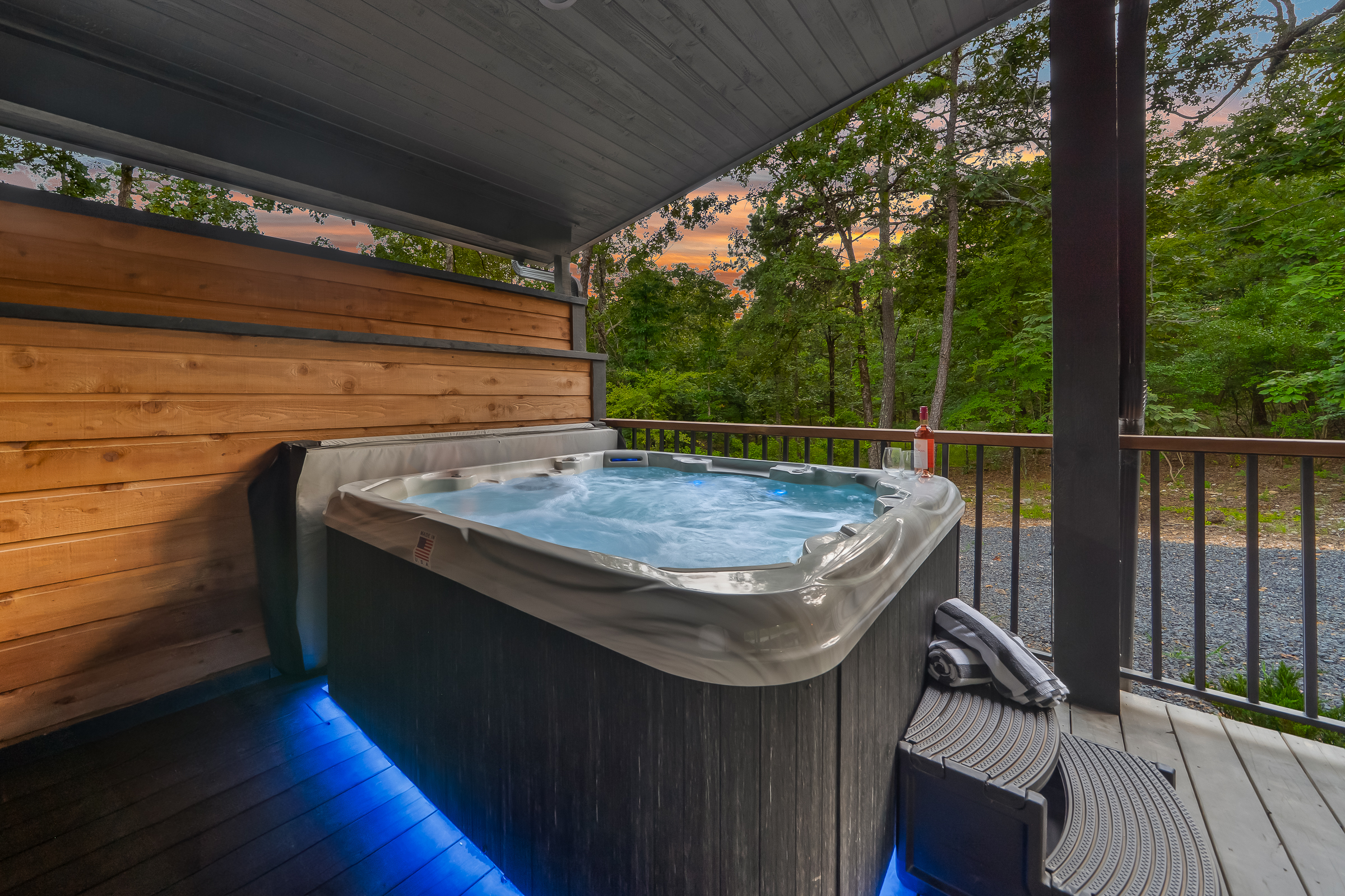 7-person hot tub - always heated to 103 degrees, and drained and re-filled after each guest!